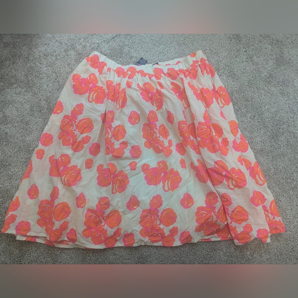 Lane Bryant A-Line Skirt with Orange and Cream Floral Pattern - Picture 4 of 5